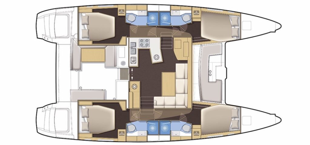 yachtcharter time lagoon450f layout aufteilung